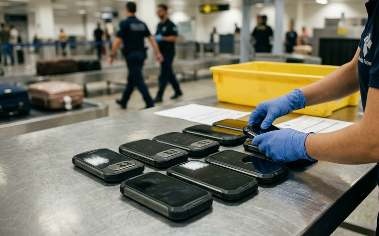 Celulares 'indestrutíveis' com visão noturna são apreendidos no Galeão