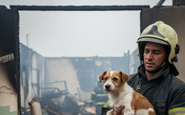 Cão sobrevive a incêndio em Padre Miguel, que vitimou tutora idosa