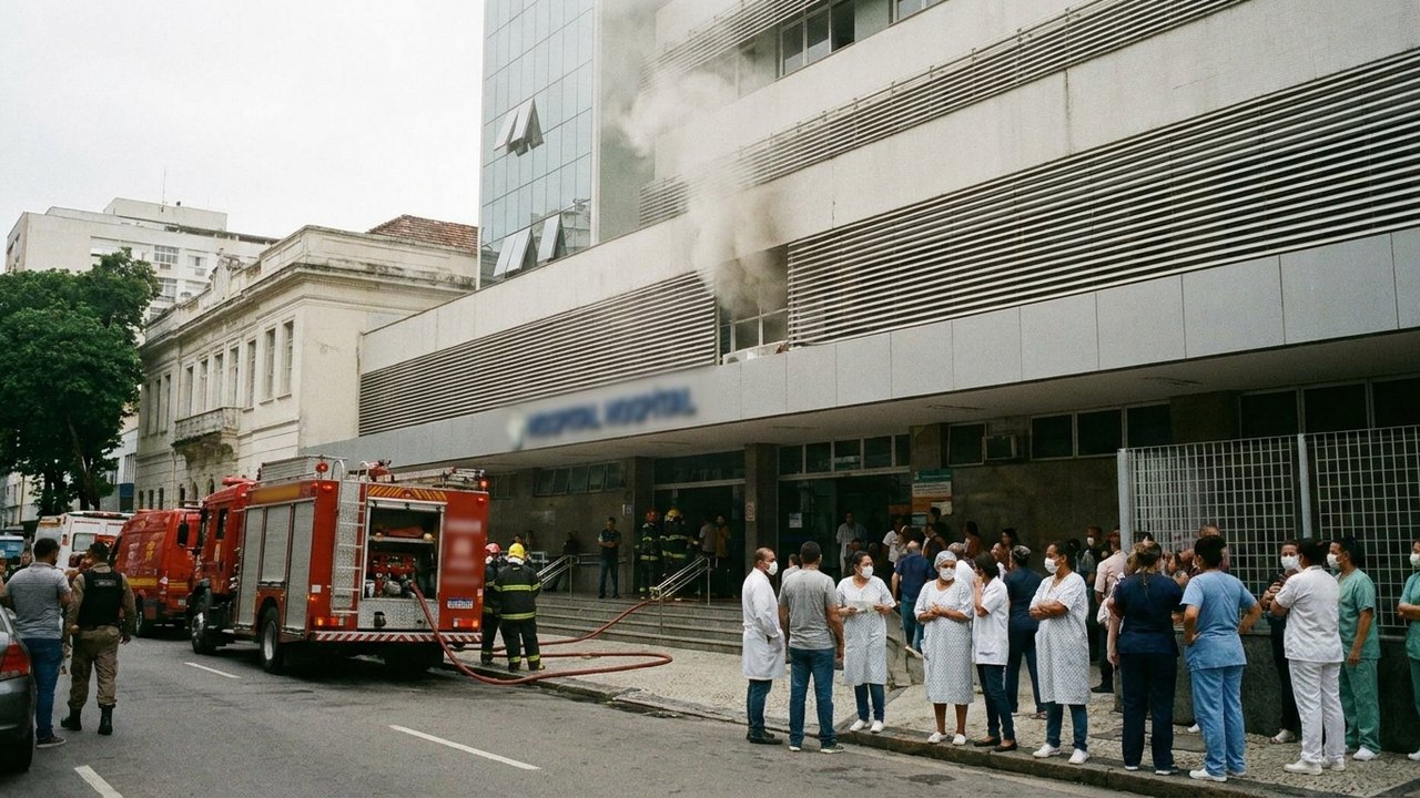 Princípio de incêndio assusta pacientes no Hospital Samaritano, em Botafogo