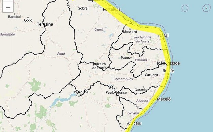 Inmet renova alerta ﻿de ventos costeiros e vendaval no Litoral e Sertão de Alagoas