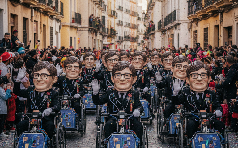 Dúzia de 'Stephen Hawkings' chama atenção no carnaval de Cádiz, na Espanha
