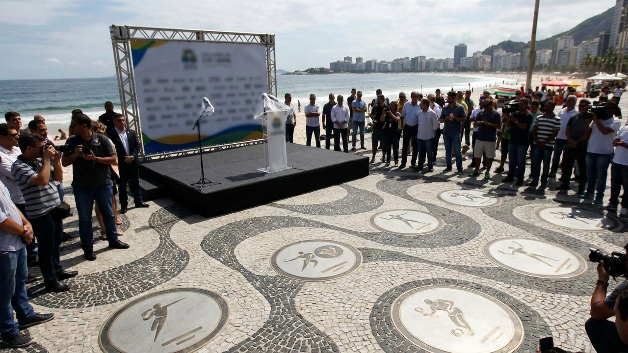 COB lança calçadão da fama em Copacabana para marcar os dois anos para a Olimpíada de Los Angeles