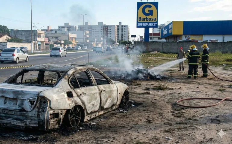 BMW capota, explode e deixa duas pessoas mortas na manhã deste domingo em Maceió