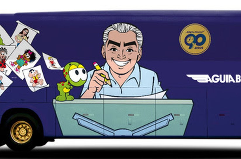 Viação Águia Branca homenageia os 90 anos de Mauricio de Sousa com novo ônibus temático