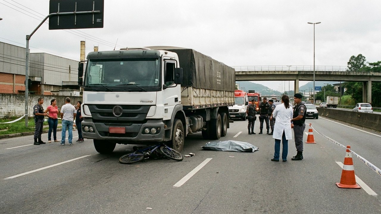 Ciclista morre após ser atropelado por carreta em Barra Mansa