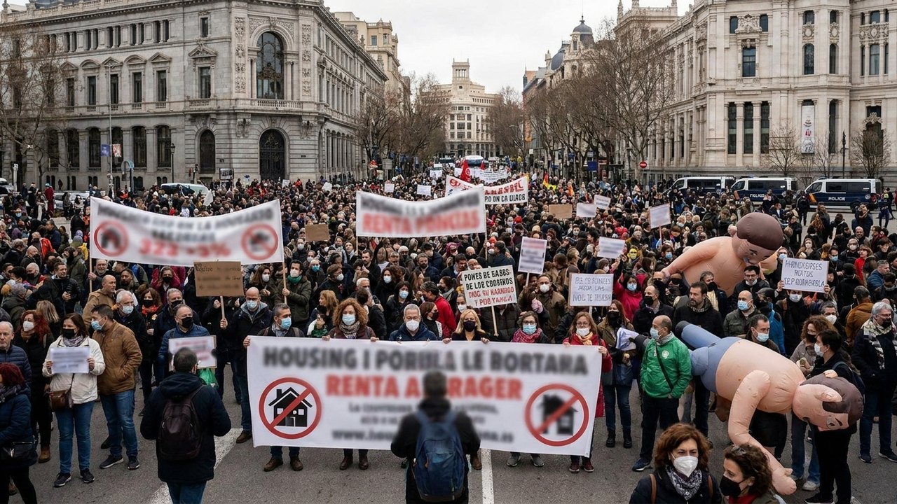 Protestos em massa na Espanha pela crise habitacional