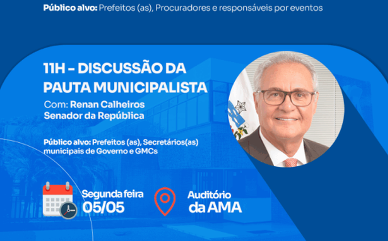 Senador Renan Calheiros confirma participação na reunião da AMA