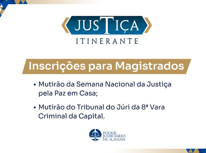 Juízes já podem se inscrever para atuar em mutirões do mês de março