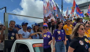 Em Chã Preta, JHC e Marina JHC são recebidos por apoiadores em carreata 