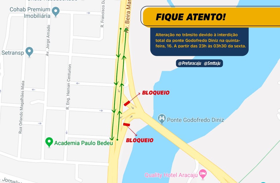BLOQUEIO DA PONTE COROA DO MEIO / Foto: SMTT