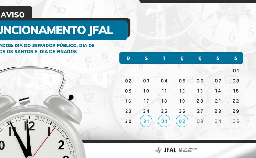 Justiça Federal funciona em regime de plantão judicial na próxima semana