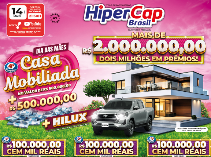 HiperCap Brasil sorteia mais de R$ 2 milhões em prêmios no Dia das Mães