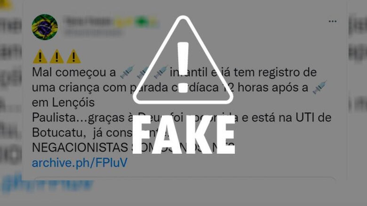 É falso que menina tenha sofrido parada cardíaca por causa da vacina contra Covid-19
