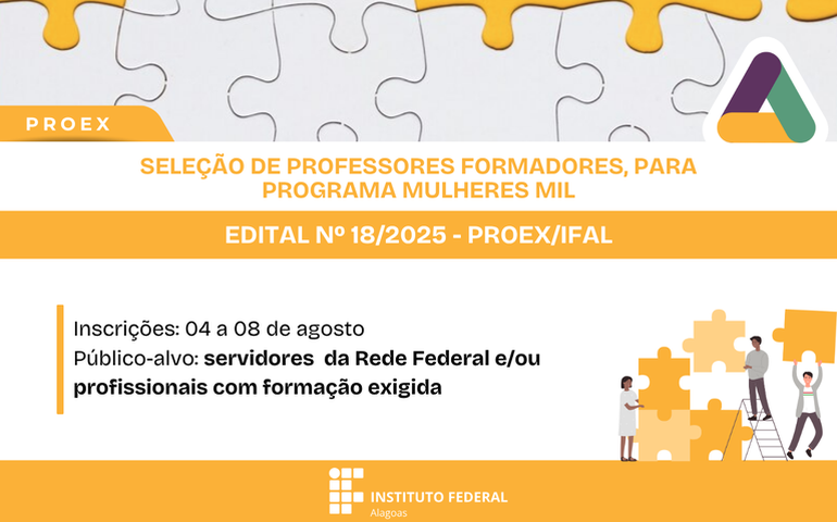 Ifal seleciona profissionais para atuarem em cursos promovidos pelo Mulheres Mil