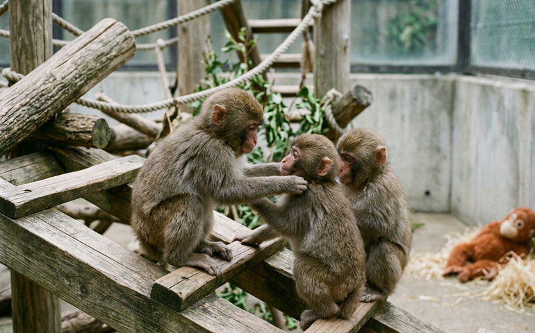 Punch, o macaco órfão, supera rejeição e faz novos amigos no zoológico