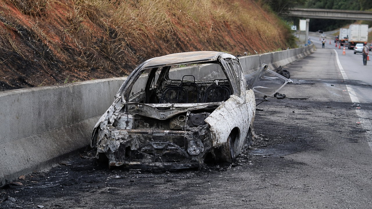 Colisão na Castelo Branco termina com três carbonizados em SP, incluindo uma criança