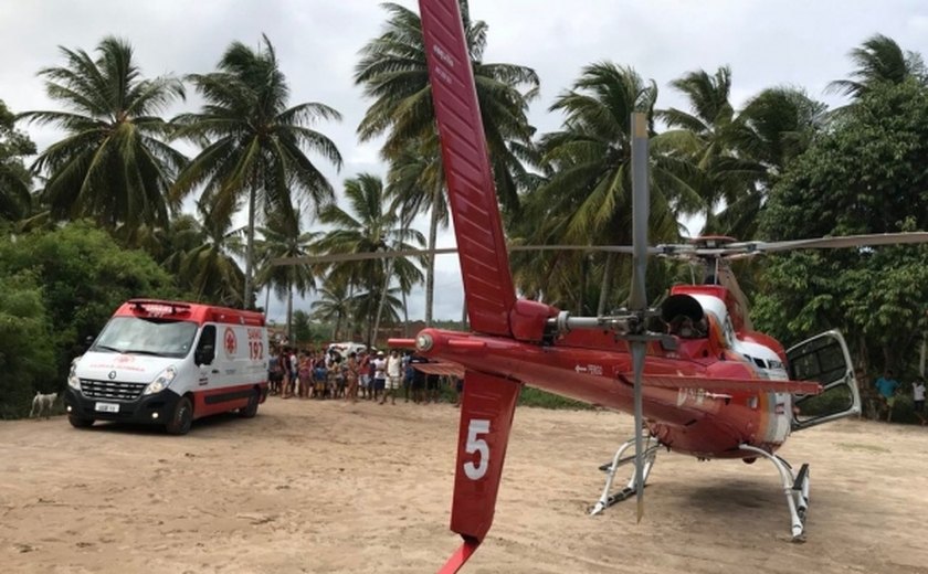 Serviço Aeromédico do Samu Alagoas socorre garoto em São Miguel dos Milagres