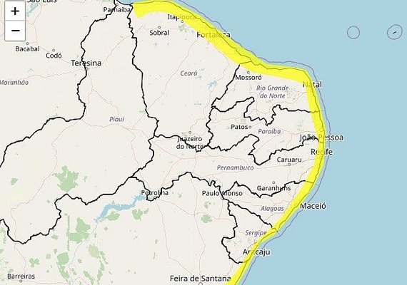 Inmet prorroga até esta sexta-feira alerta de ventos costeiros e vendaval em Alagoas