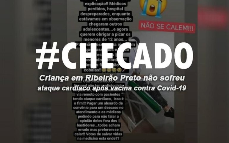 Checado: adolescente não sofreu ataque cardíaco após vacina contra Covid-19