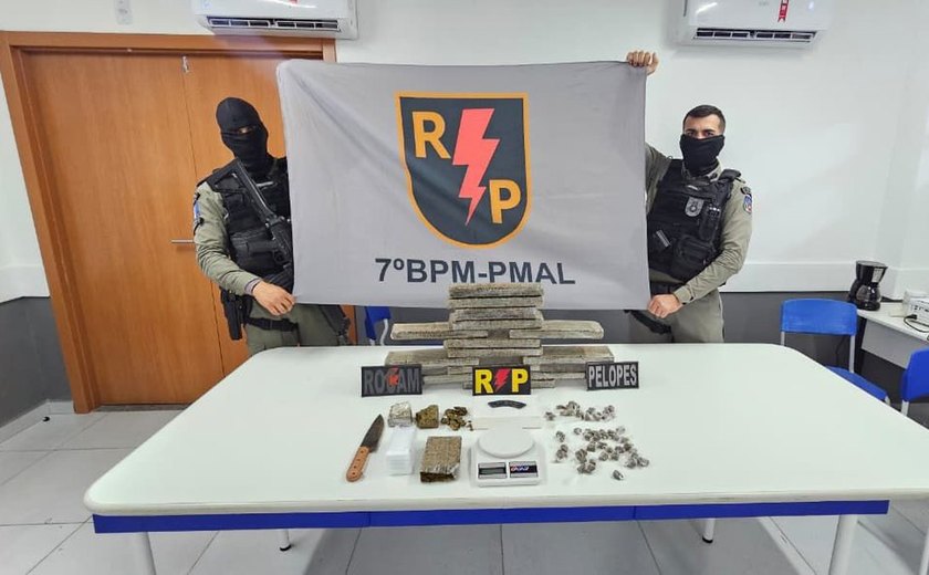 Polícia apreende 12 kg de maconha e prende suspeitos de tráfico no Sertão de Alagoas