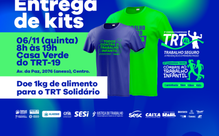 Kits da Corrida do TRT/AL serão entregues nos dias 6 e 7 de novembro