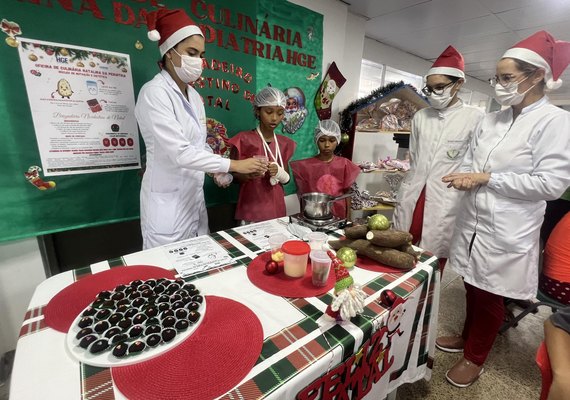Hospital Geral do Estado promove oficina culinária natalina para crianças na pediatria