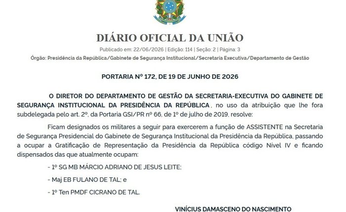 Militares fictícios foram nomeados como assistentes de segurança presidencial