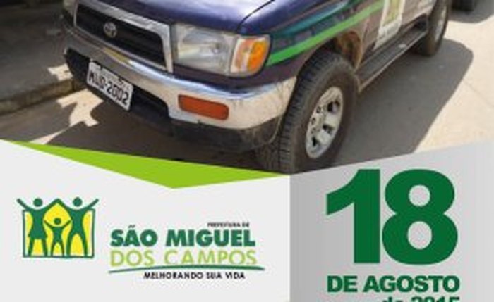 Veículos da Prefeitura de São Miguel dos Campos vão à leilão amanhã