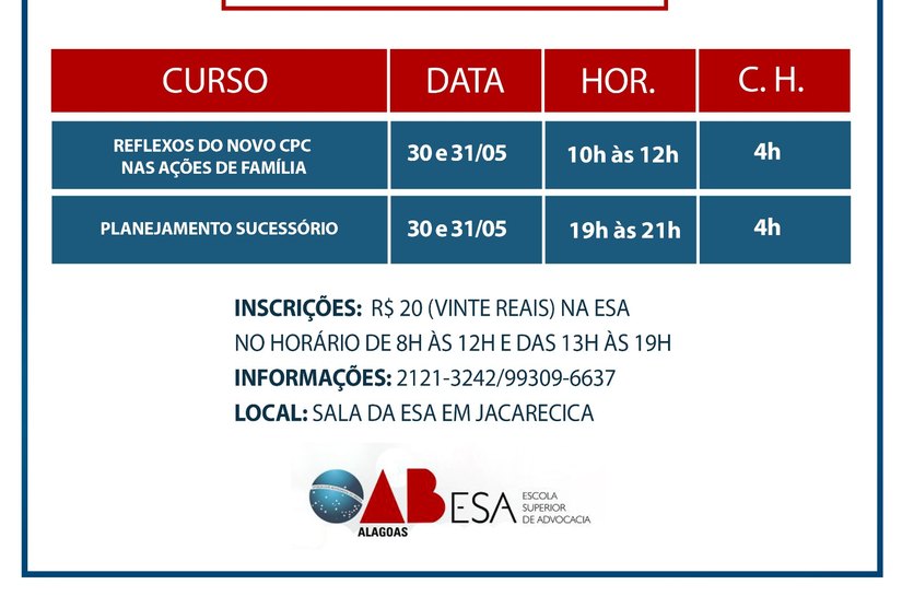 ESA oferta mais dois cursos para encerrar atividades no mês de maio