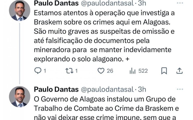 Governador Paulo Dantas repercute resultados da operação policial contra a Braskem