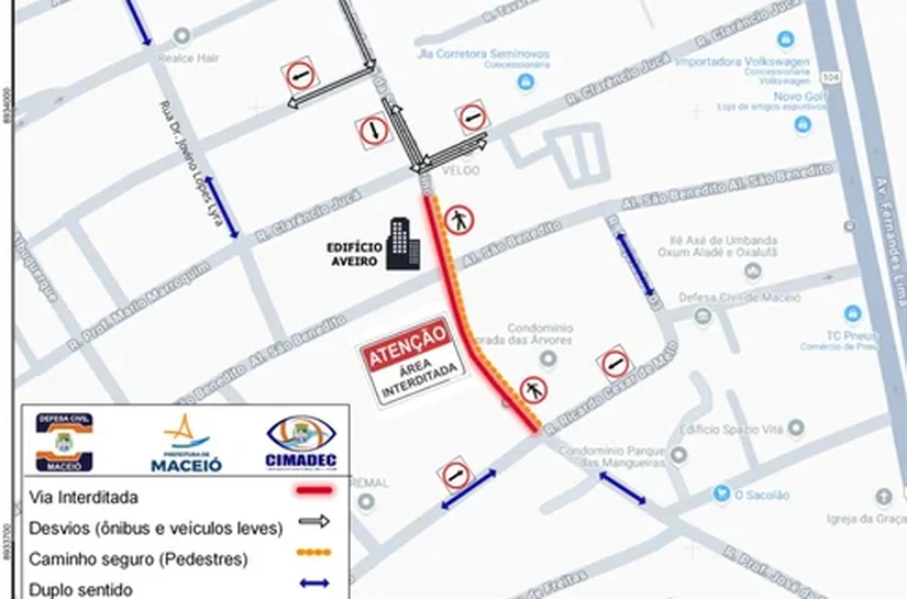 Trecho de rua no Pinheiro é interditado para demolição de edifício