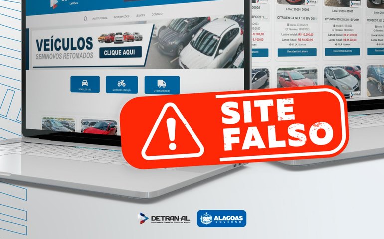 Detran Alagoas alerta sobre site falso de leilão de veículos