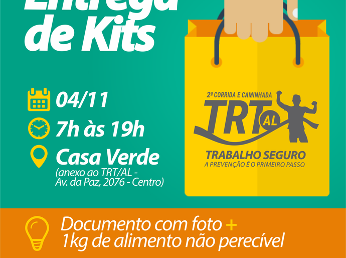 TRT/AL entrega kits da Corrida Trabalho Seguro, hoje (04)