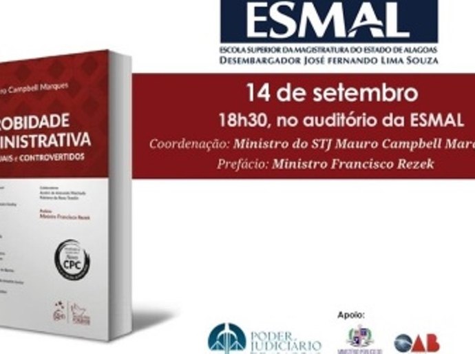 Livro 'Improbidade Administrativa: temas atuais e controvertidos' será lançado dia 14