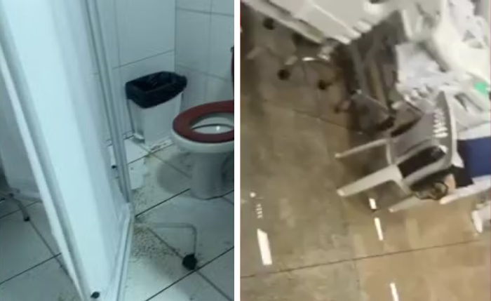Quarto do HGE ficou alagado após vazamento de esgoto Quarto do HGE ficou alagado após vazamento de esgoto