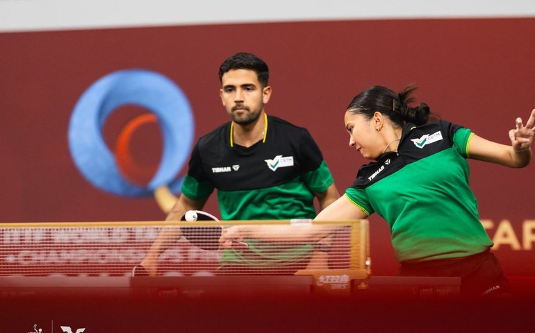 Mesatenistas Gui Teodoro e Giulia Takahashi vão às oitavas do Mundial