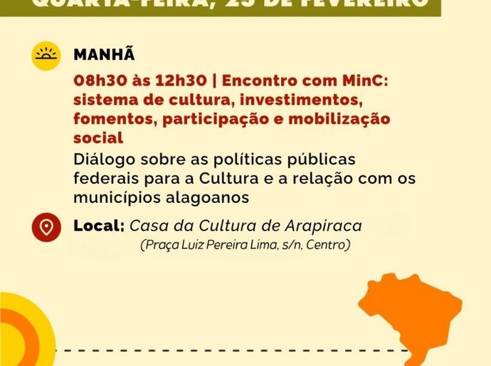 Técnicos do Ministério da Cultura e Iphan realizam formação para agentes culturais na Casa da Cultura de Arapiraca, nesta quarta (25)