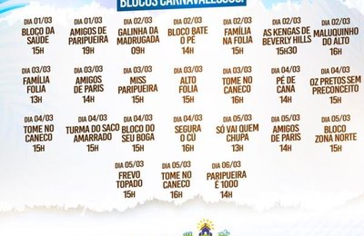 Confira a programação de carnaval de Paripueira