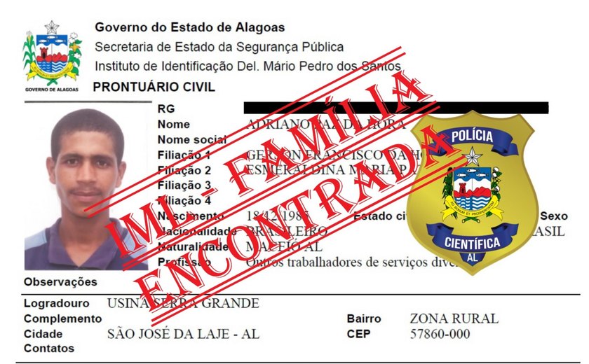 Protocolo de identificação humana do IML de Maceió ajuda família a localizar parente