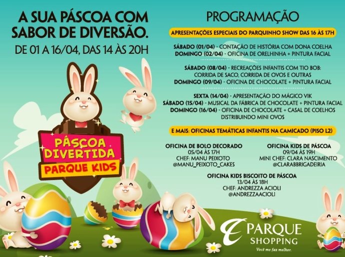 Em clima de Páscoa, Parque Shopping traz diversas atrações para as crianças em abril