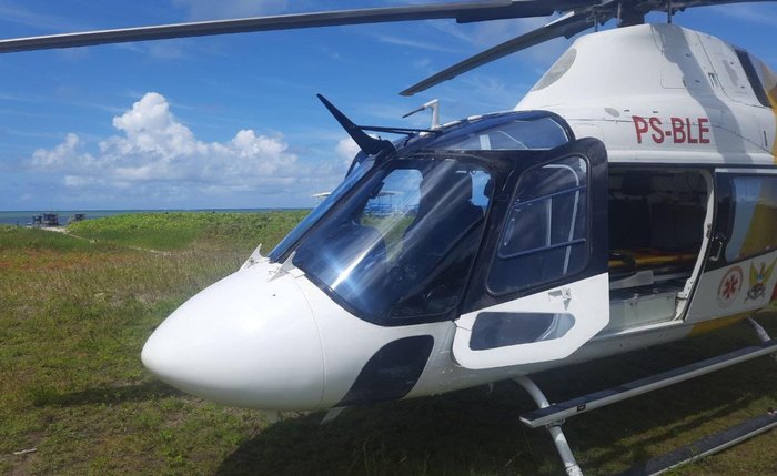 Transferência foi feita pelo helicóptero Falcão 05, com equipe do Samu Transferência foi feita pelo helicóptero Falcão 05, com equipe do Samu