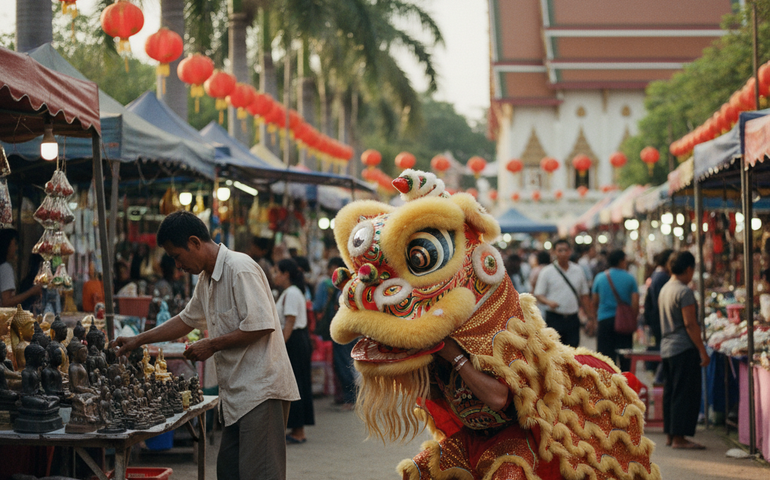 Policiais tailandeses usam fantasia de leão para capturar suspeito de roubo