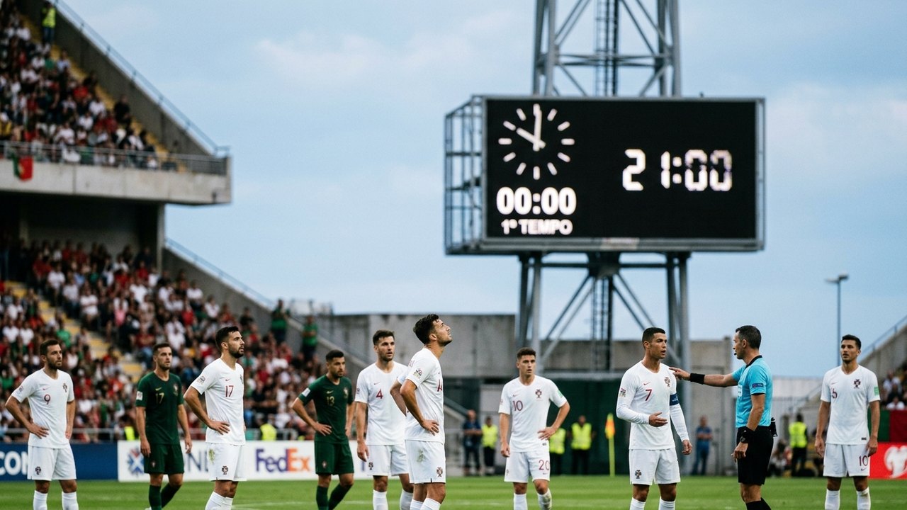 Relógio muda de horário no meio de jogo de Portugal, e amistoso contra o México começa 'duas vezes'; entenda