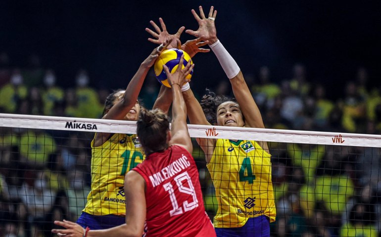 Brasil dá show no bloqueio e derrota a Sérvia por 3 a 0 na Liga das Nações