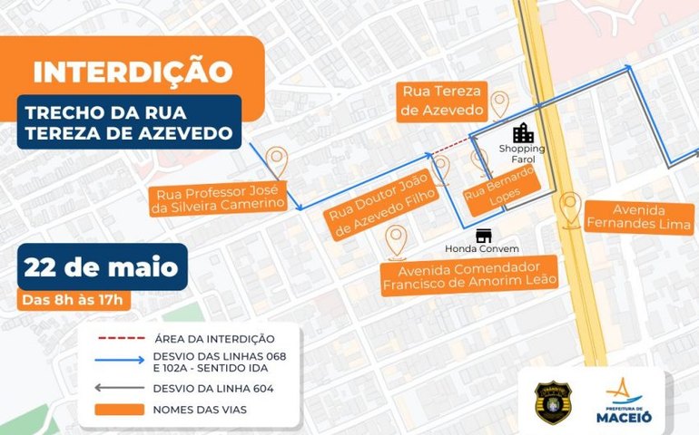 Obras de troca de tubulação de drenagem alteram trânsito no Farol neste domingo (22)