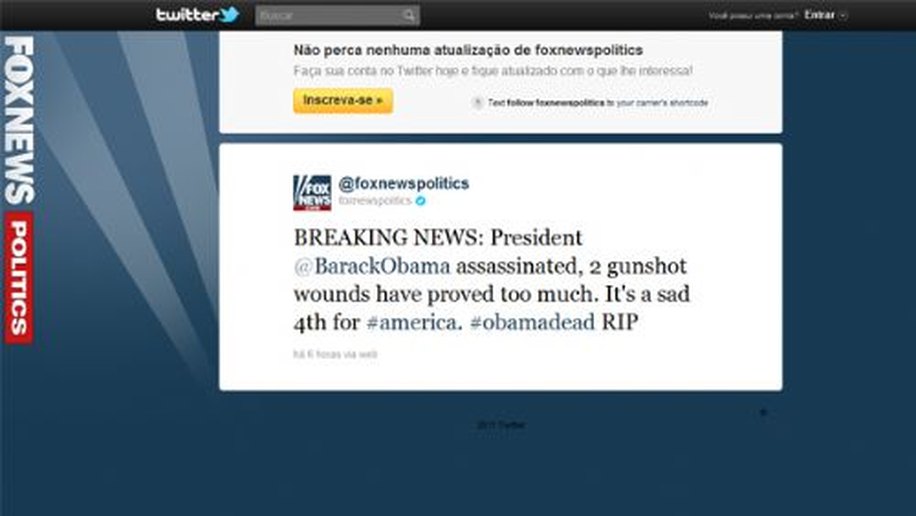 Perfil da Fox News é hackeado e divulga noticia falsa morte de Obama