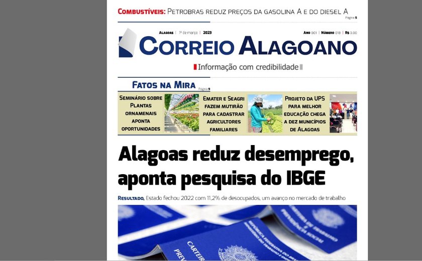 Alagoas reduz desemprego, aponta pesquisa do IBGE