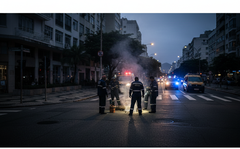 Ruas do Leme ficam sem luz após explosão em bueiros do bairro; em Copacabana, loja de bicicleta tem princípio de incêndio