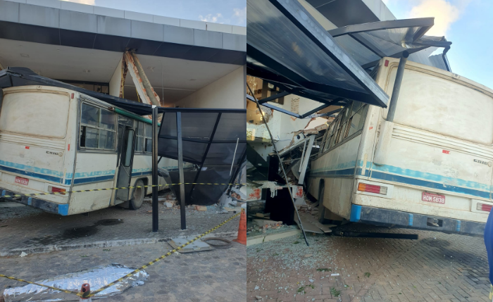 Ônibus saiu da pista e atingiu loja após pneu estourar em Maragogi, no Litoral Norte Ônibus saiu da pista e atingiu loja após pneu estourar em Maragogi, no Litoral Norte