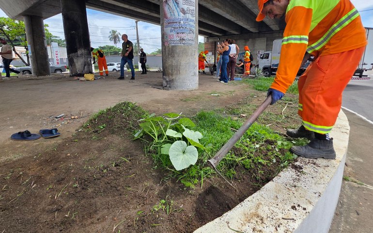 Área do viaduto de Jacarecica recebe ação conjunta de melhoria urbana